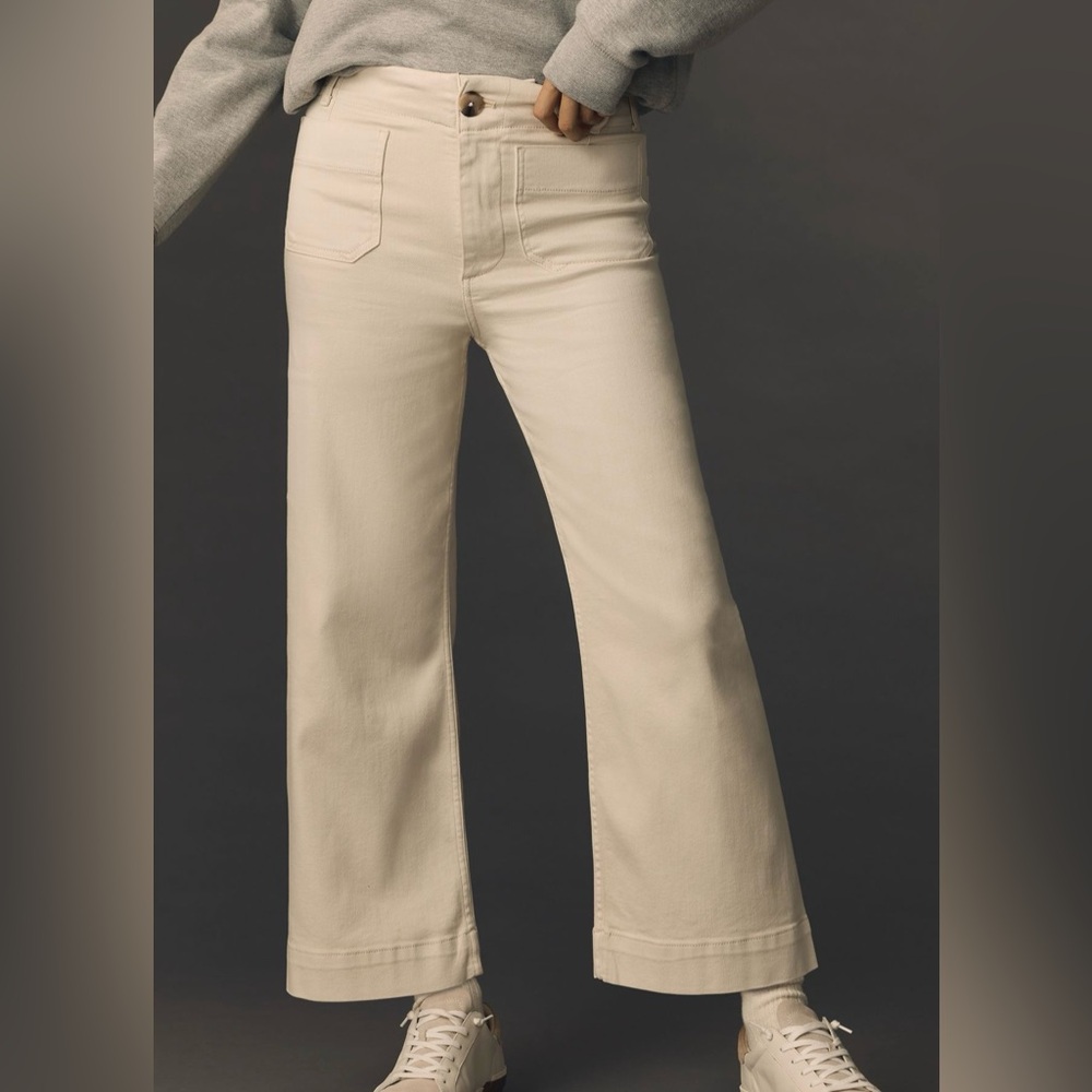 Maeve The Colette Crop Wide-Leg Jeans in Cloud White